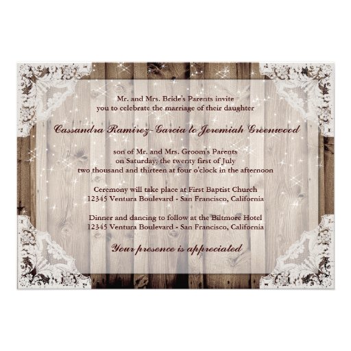 Antique Sparkle White Lace Wedding Invitation