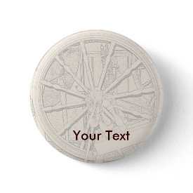 Antique Spinning Wheel Arts Crafts Name Tag Badge button