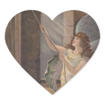 Antique Spiritual Tolling Bell Tower Angel Sticker