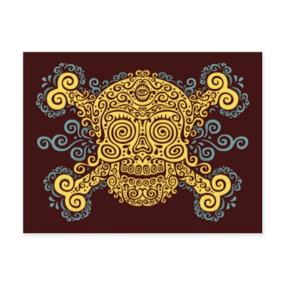 Antique Sugar Skull & Crossbones 2c Postcards by kbilltv