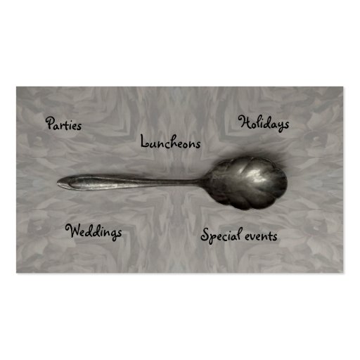 Antique sugar spoon catering business cards (back side)