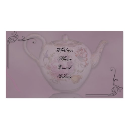 Antique Tea Time on Mauve Business Card (back side)