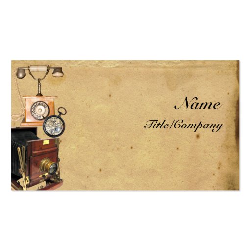 Antique Telephone, Compass, and Camera Business Card Templates (front side)