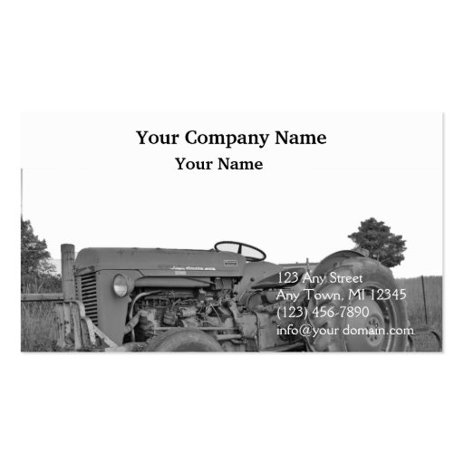 Antique Tractor in Black and White Business Cards (front side)