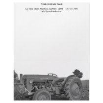 Antique Tractor in Black and White Customized Letterhead