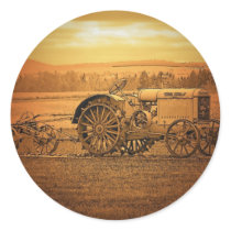 Antique Tractor Round Sticker