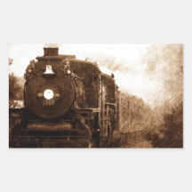 Antique Train On The Rails Rectangular Sticker
