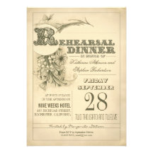 antique typography rehearsal dinner invitations