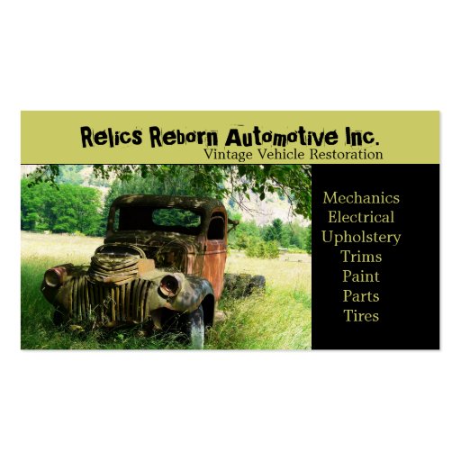 Antique Vehicle  Old Truck  Repair Shop Business Card Templates (front side)