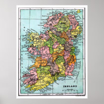 Antique Victorian Era Map of Ireland Poster
