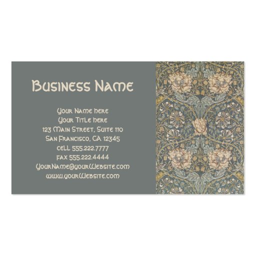 Antique Victorian William Morris Flowers Floral Business Card Template (front side)
