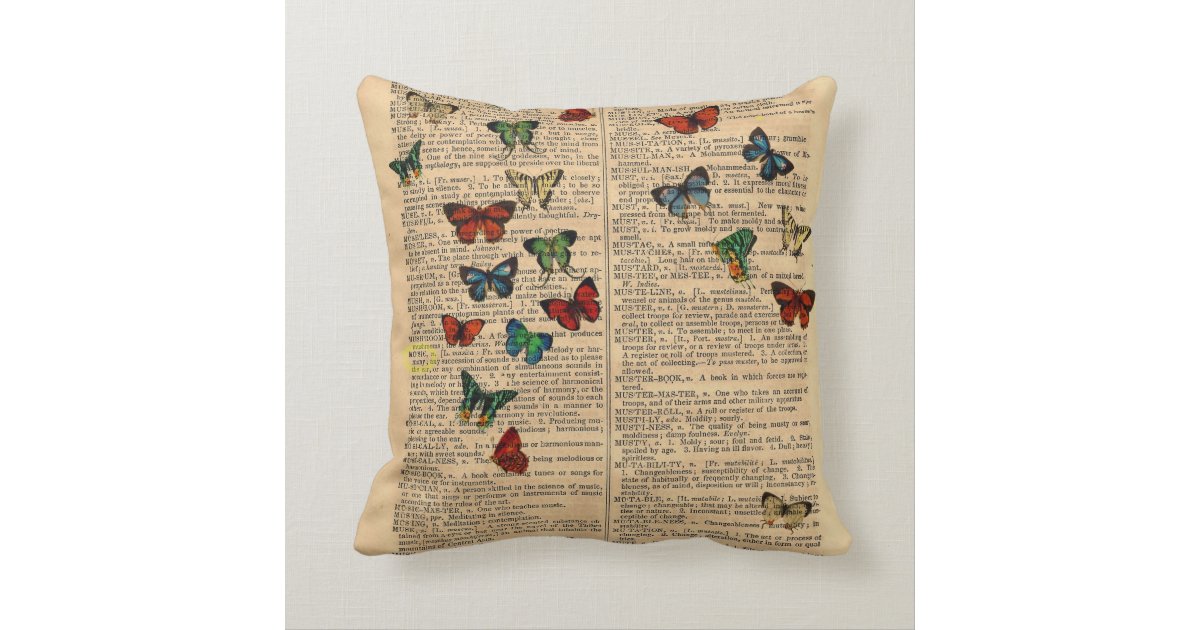 Antique Victrola Butterflies Dictionary Pillow Zazzle
