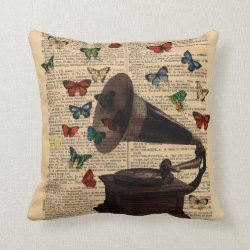 Antique Victrola Butterflies Dictionary Pillow