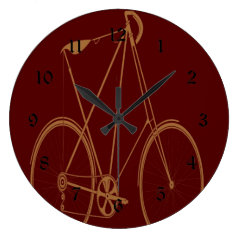 Antique Vintage Bicycle Red Tan Bike Cyclist Clocks