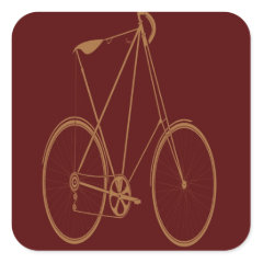 Antique Vintage Bicycle Red Tan Bike Cyclist Sticker