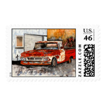 antique vintage old pickup truck painting postage stamps