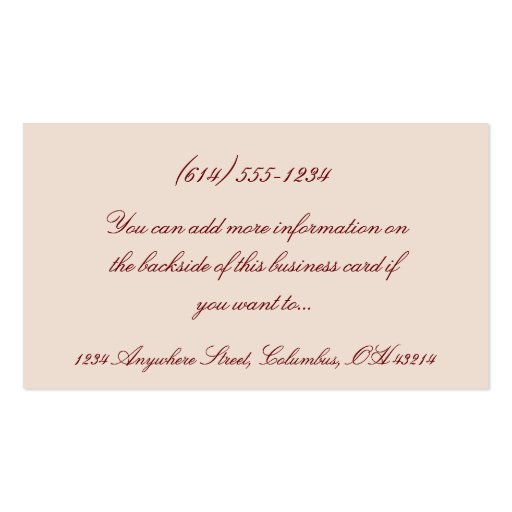 Antique Vintage Themed Roses Business Cards (back side)