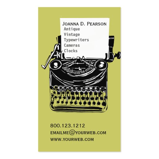 Antique Vintage Typewriter  Writer  Publisher Business Cards (front side)