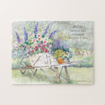 Antique Vintage Wheelbarrow with Flowers in Garden Photo Puzzles