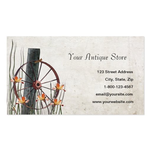 Antique Wagon Wheel Business Cards (front side)