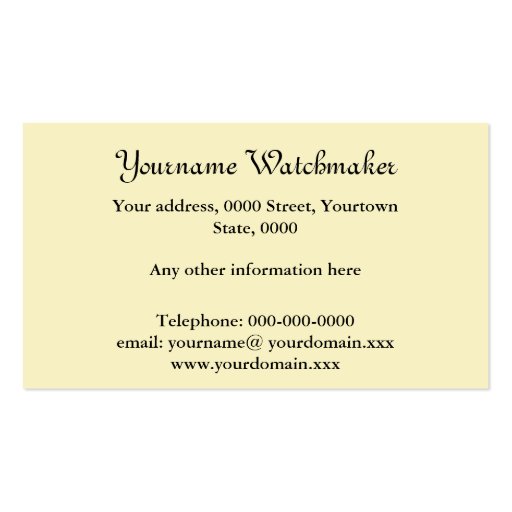 Antique watch repair business card (back side)