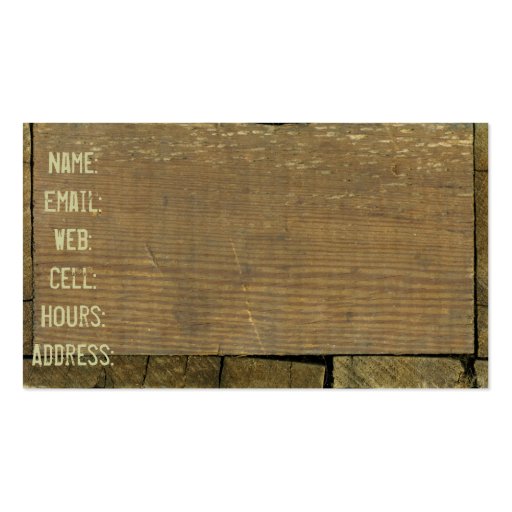 Antique Weathered Wood Business Card Templates (back side)