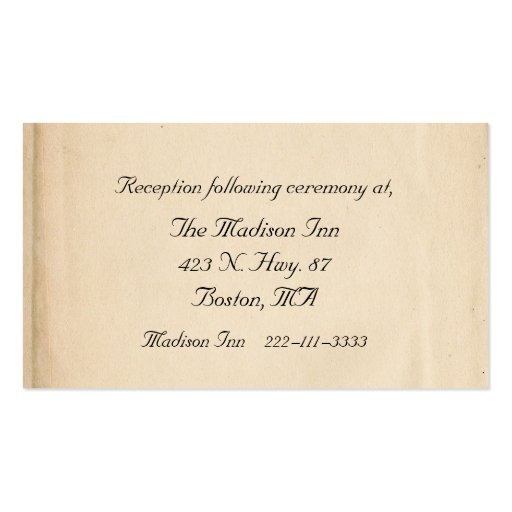 Antique Wedding enclosure cards Business Card (front side)