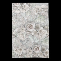 Antique White Flowers kitchen towels