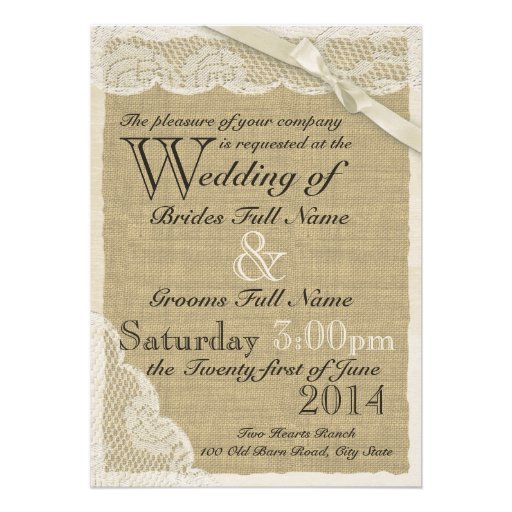 Antique White Lace Country Wedding Invite