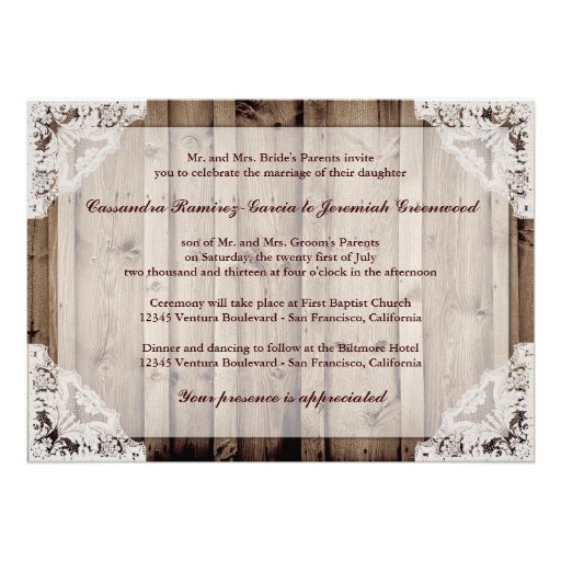 Antique White Lace Wedding Invitation