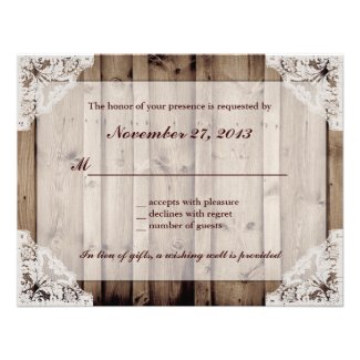 Antique White Lace Wedding RSVP Personalized Invite