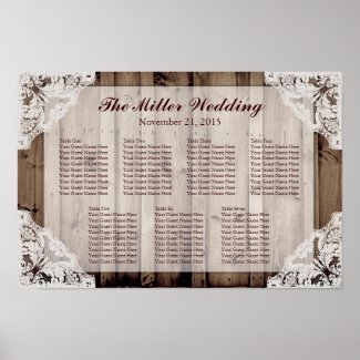 Antique White Lace Wedding Seating Chart Poster