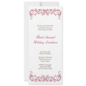 Antique white red scroll Christmas holiday formal invitation