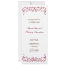Antique white red scroll Christmas holiday formal invitations by FidesDesign Antique white red scroll Christmas holiday formal invitations