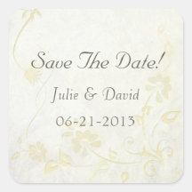 Antique White Vintage Save The Date Wedding Square Stickers