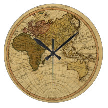 Antique William Faden 1786 Eastern Hemisphere Map Clocks