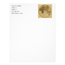 Antique William Faden 1786 Eastern Hemisphere Map Letterhead