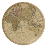 Antique William Faden 1786 Eastern Hemisphere Map Party Plate