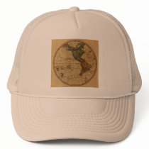 Antique William Faden 1786 Western Hemisphere Map Mesh Hats