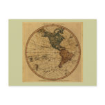 Antique William Faden 1786 Western Hemisphere Map Post Card