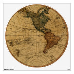 Antique William Faden 1786 Western Hemisphere Map Room Stickers