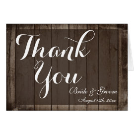 Antique Wood Personalized Wedding Thank You Cards