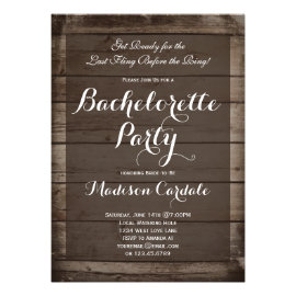 Antique Wood Rustic Bachelorette Party Invitations