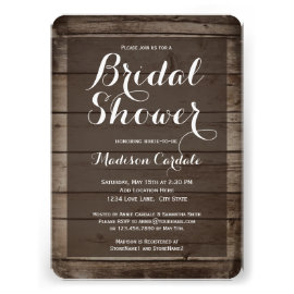 Antique Wood Rustic Bridal Shower Invitations Announcements