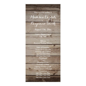 Antique Wood Rustic Country Wedding Programs Personalized Rack Card