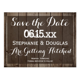 Antique Wood Rustic Save the Date Postcards