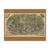 Antique World Map, 1565 postcards