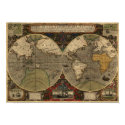 Antique World Map, 1595 (Jodocus Hondius) posters by ZephyrusBooks Antique World Map, 1595 (Jodocus Hondius) posters