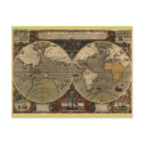 Antique World Map, 1595 postcards