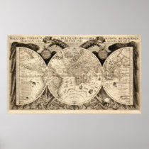 Antique World Map, 1630 (Philipp Eckebrecht) Print